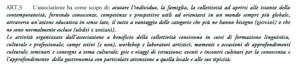 Art. 3 Statuto "Why Not?"